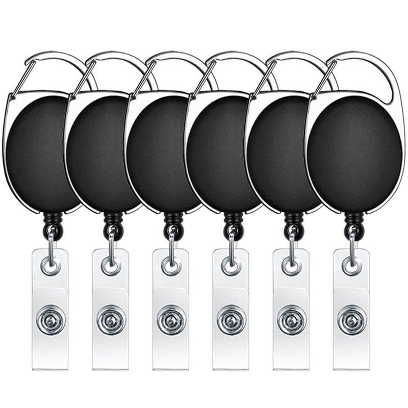 selizo 6pcs Retractable Badge Holders with Carabiner Reel Clip - Image 1